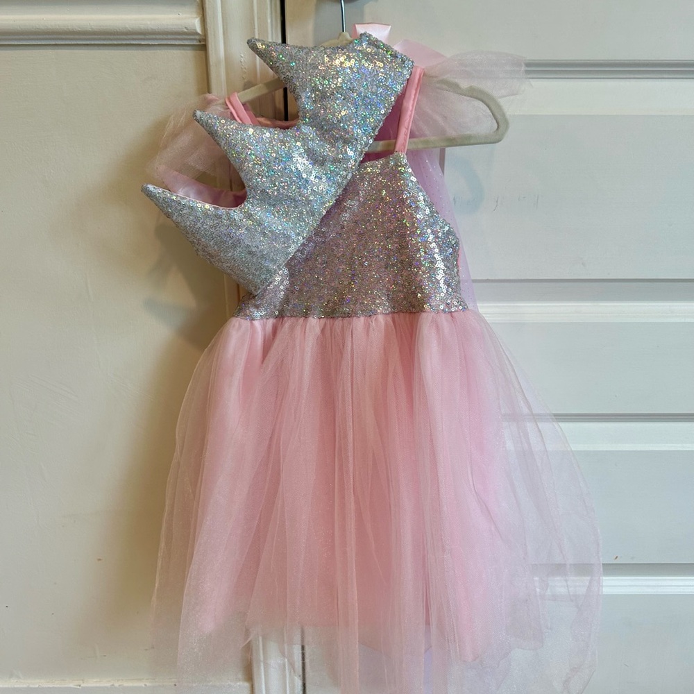 Great Pretenders Sequins Princess Dress Sparkle Pink Tulle Dress with crown
